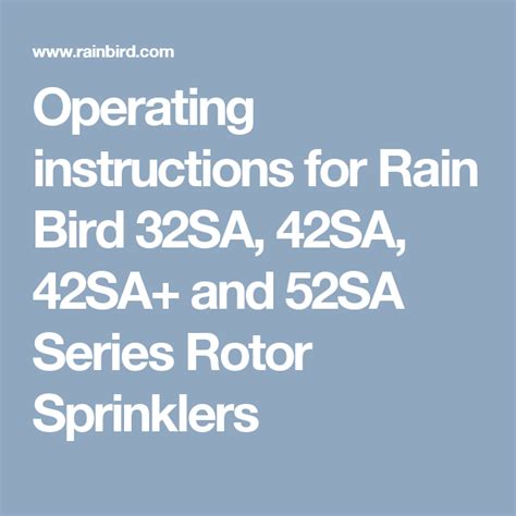 Operating Instructions for 32SA, 42SA, 42SA+, 52SA Series